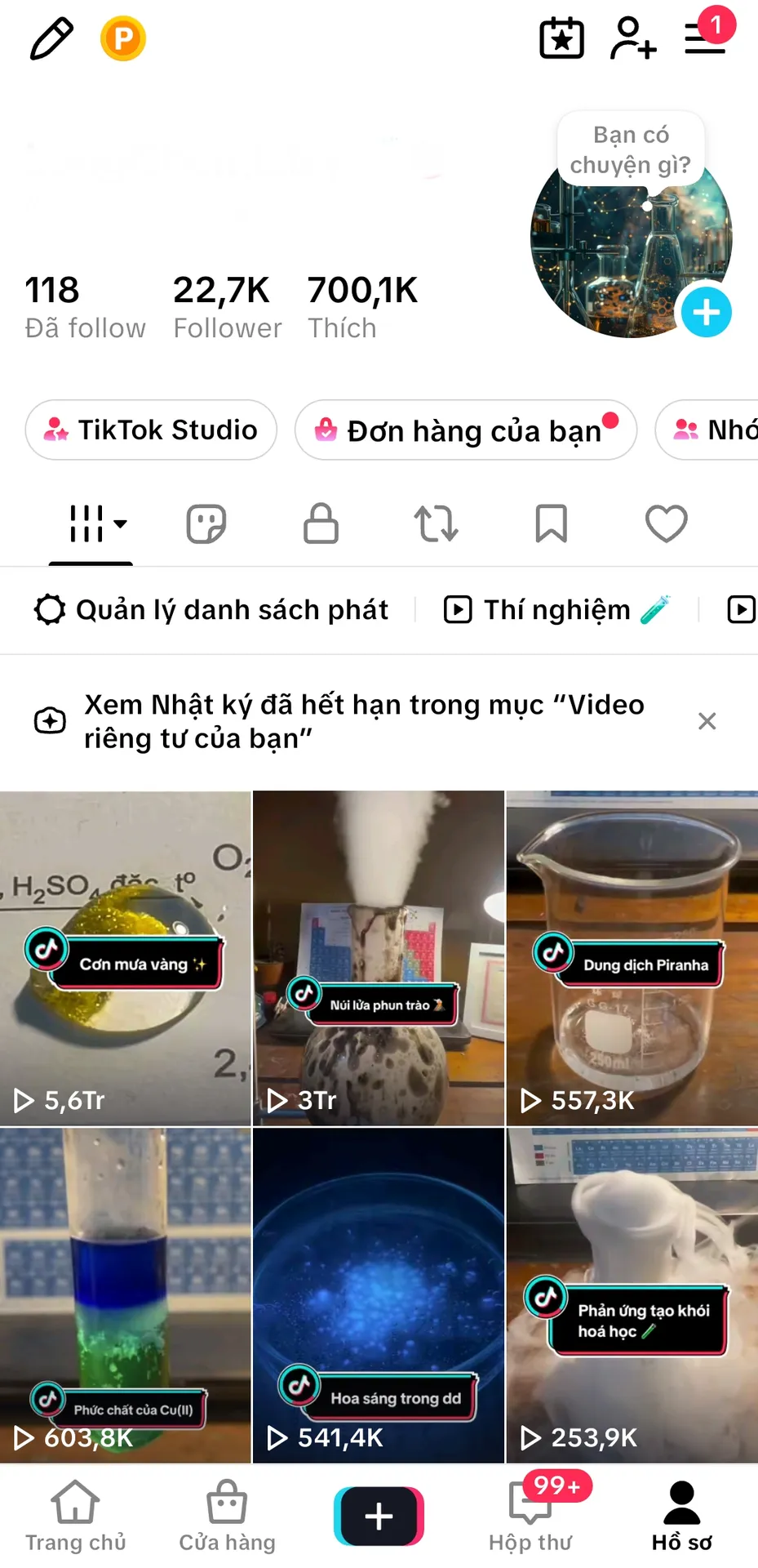Kênh Hóa Học Nữ Cao 1